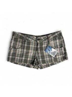 Y2K Bluecrush low rise green plaid mini shorts